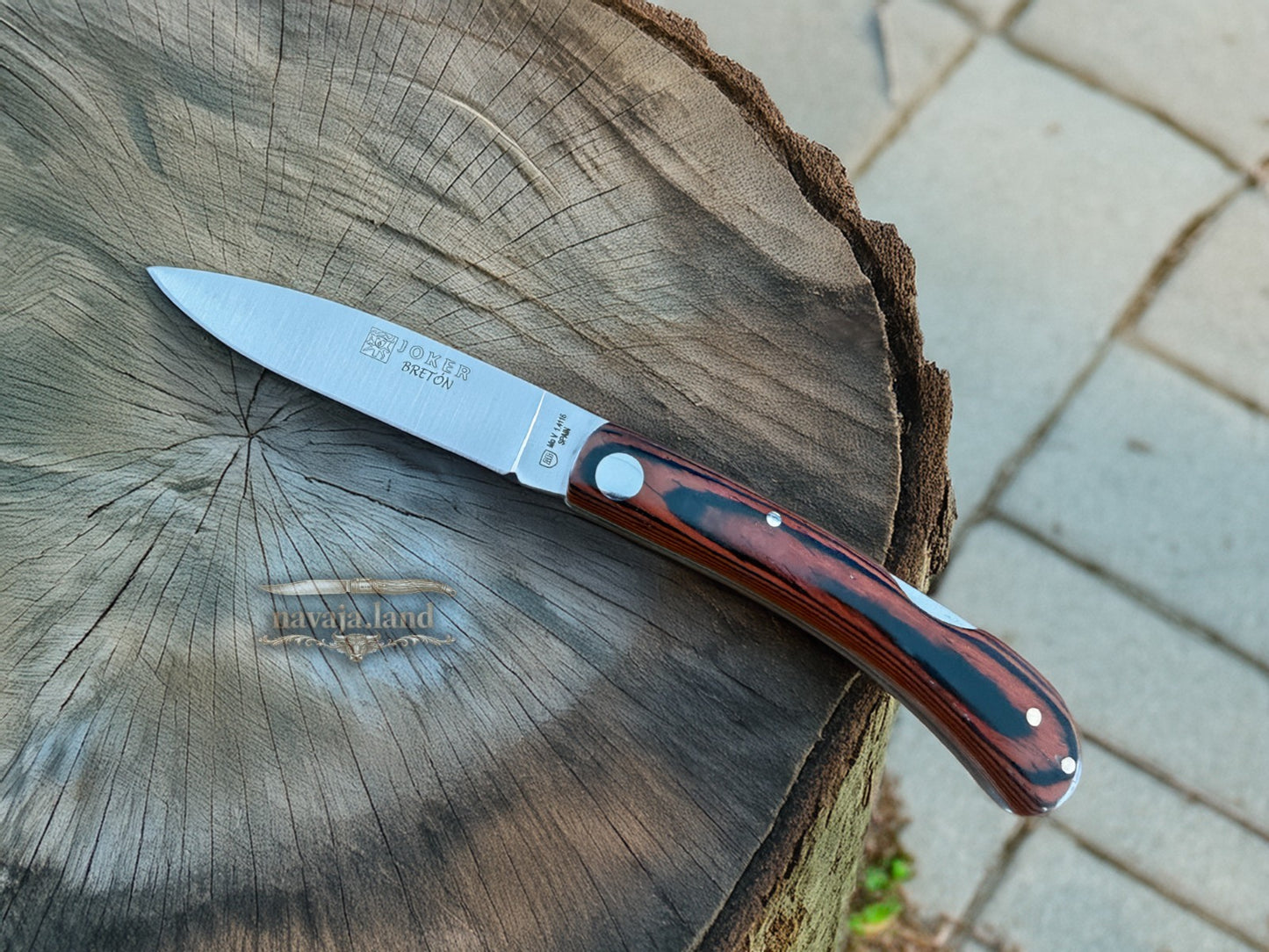 3.15” Joker Bretón Camping Folding Knife (Red Wood Handle) Handmade in Spain