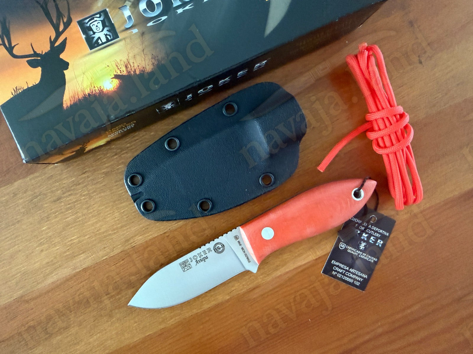 Joker Avispa Bushcraft Knife – 3.15” Sandvik 14C28N Blade -Orange Micarta Handle