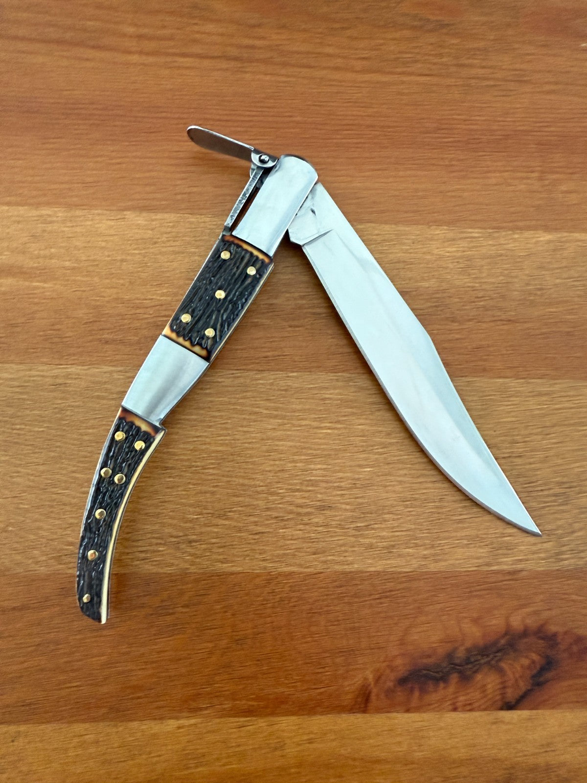 5.4" Blade Arabian Style Ratchet Navaja Folding Knife Staghorn Imitation Spanish