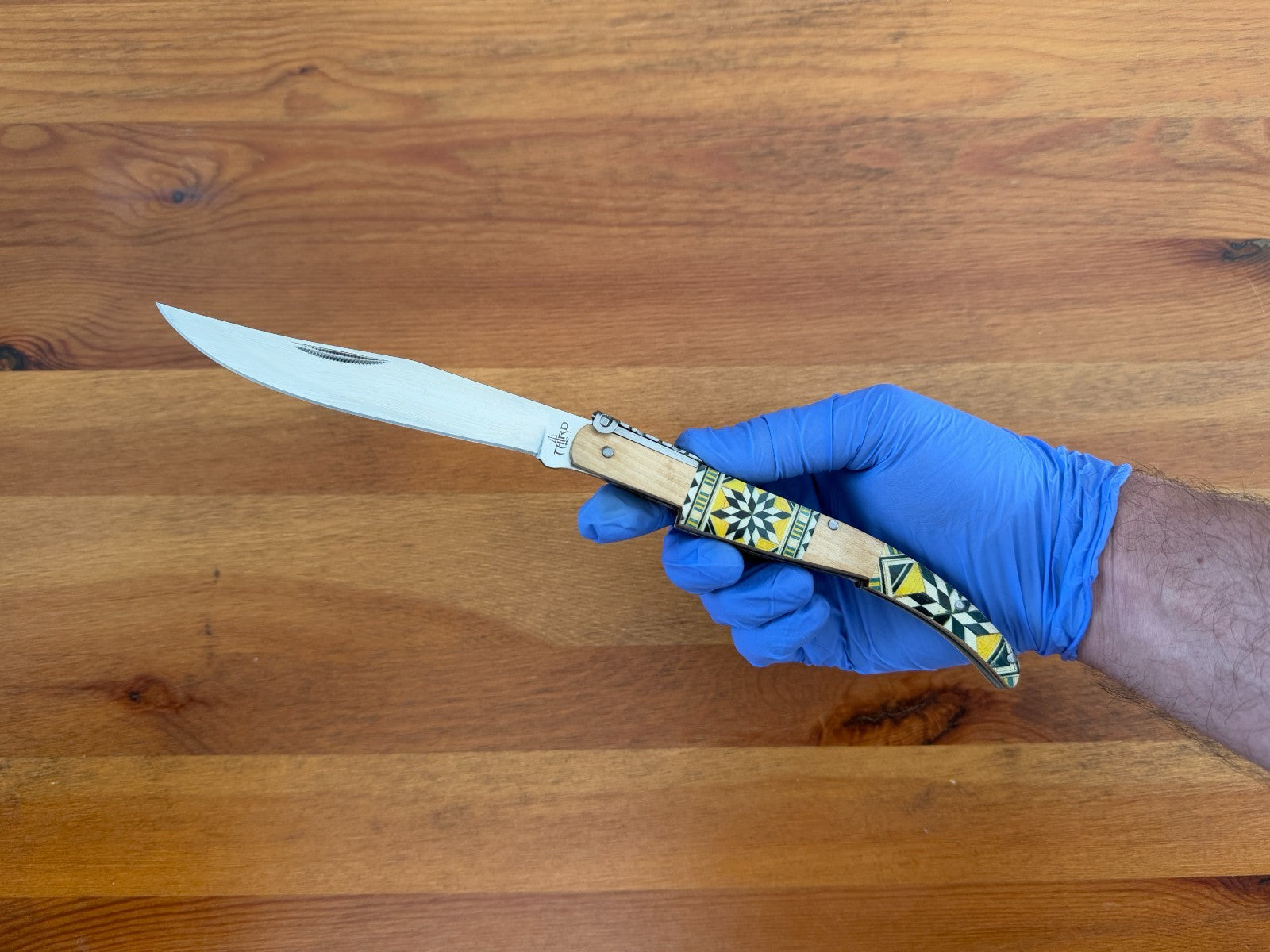 5" Arabian Style Spanish Navaja with Ratchet Pocket Knife Maple Wood Handle