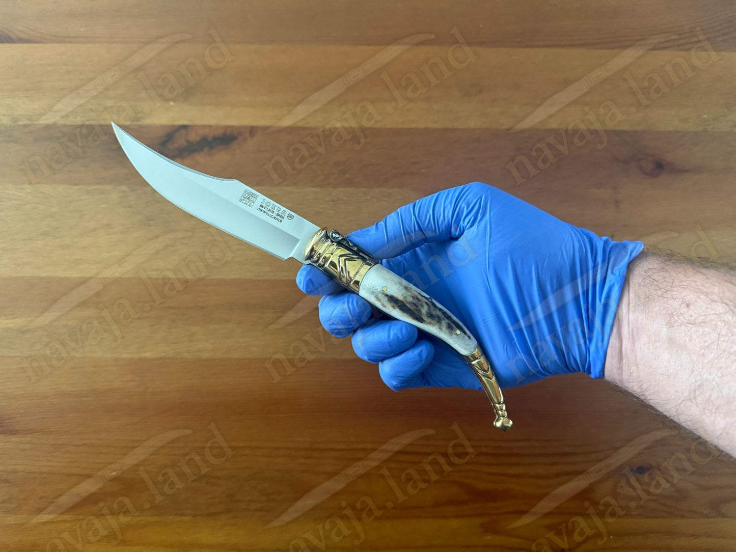 4.5” Spanish Navaja Joker Sevillana Pocket Knife Deer Horn Handle NO Ratcheting