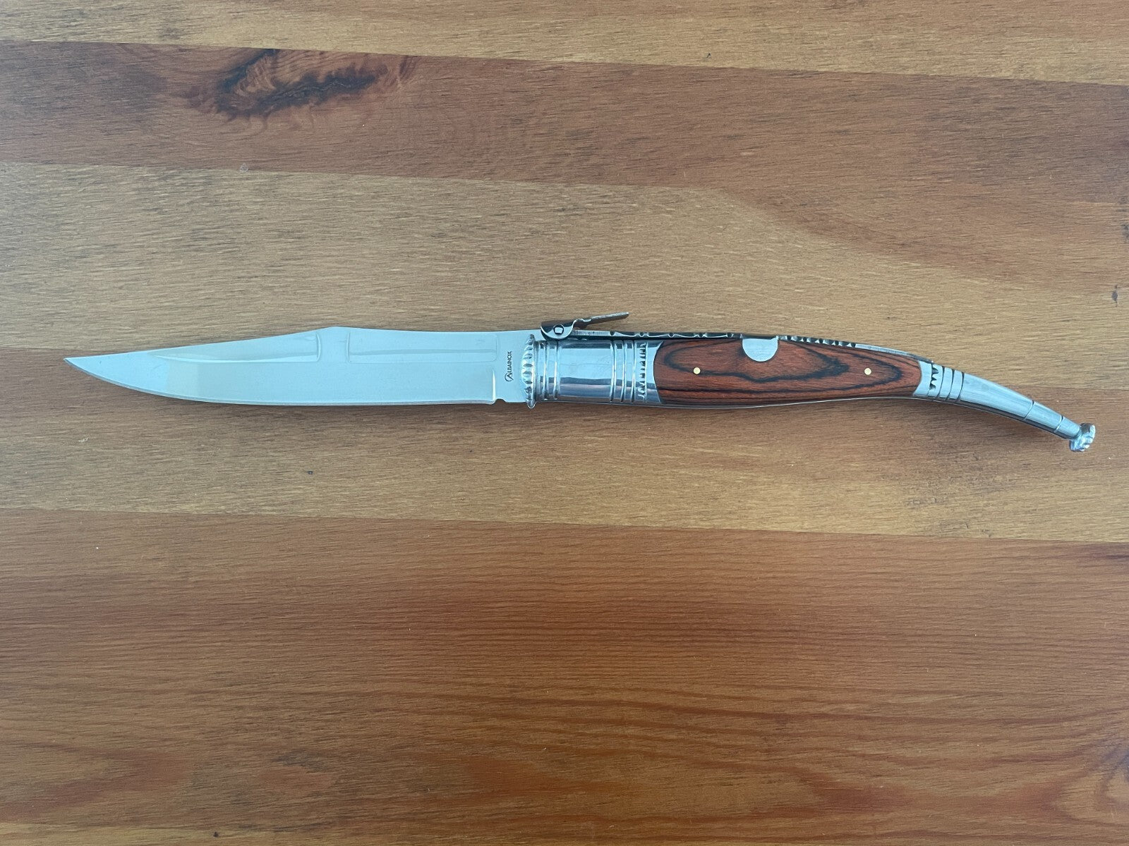 6” Spanish Navaja Serrana Folding Pocket Knife Red Stamina Wood Handle