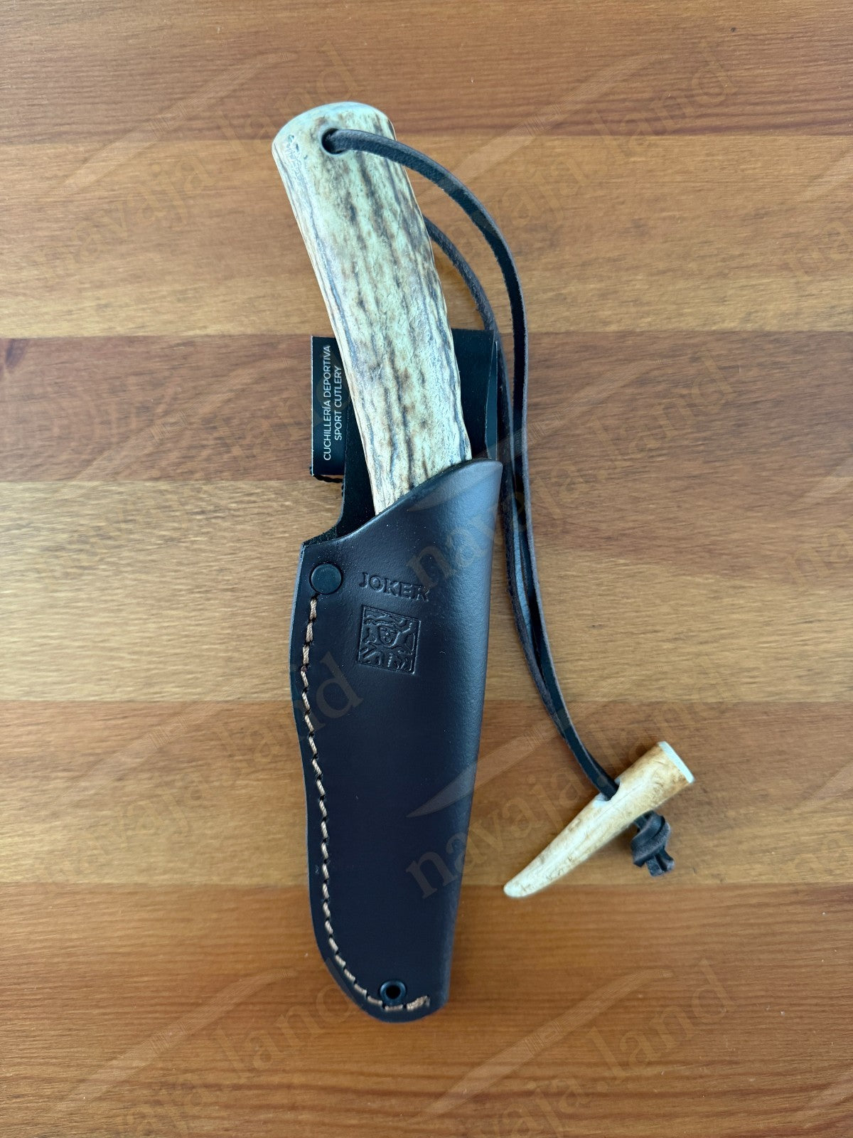 Joker Flecha Hunting Knife 4” MOVA Blade | Deer Horn Handle | Leather Sheath
