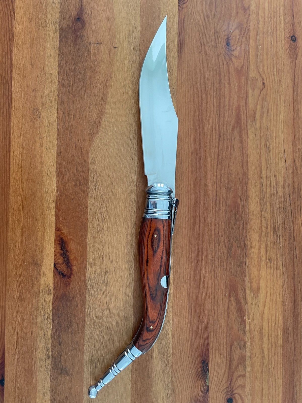 9" Blade Giant Navaja Sevillana Folding Knife Red Wood Scales w/ Ratchet - Spain