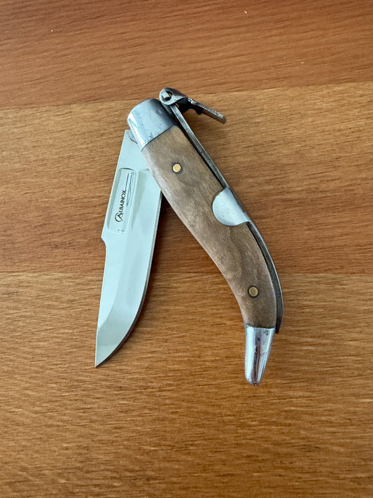 2.8" Steel Spanish Navaja Teja Albacete Folding Pocket Knife Olive Wood Scales