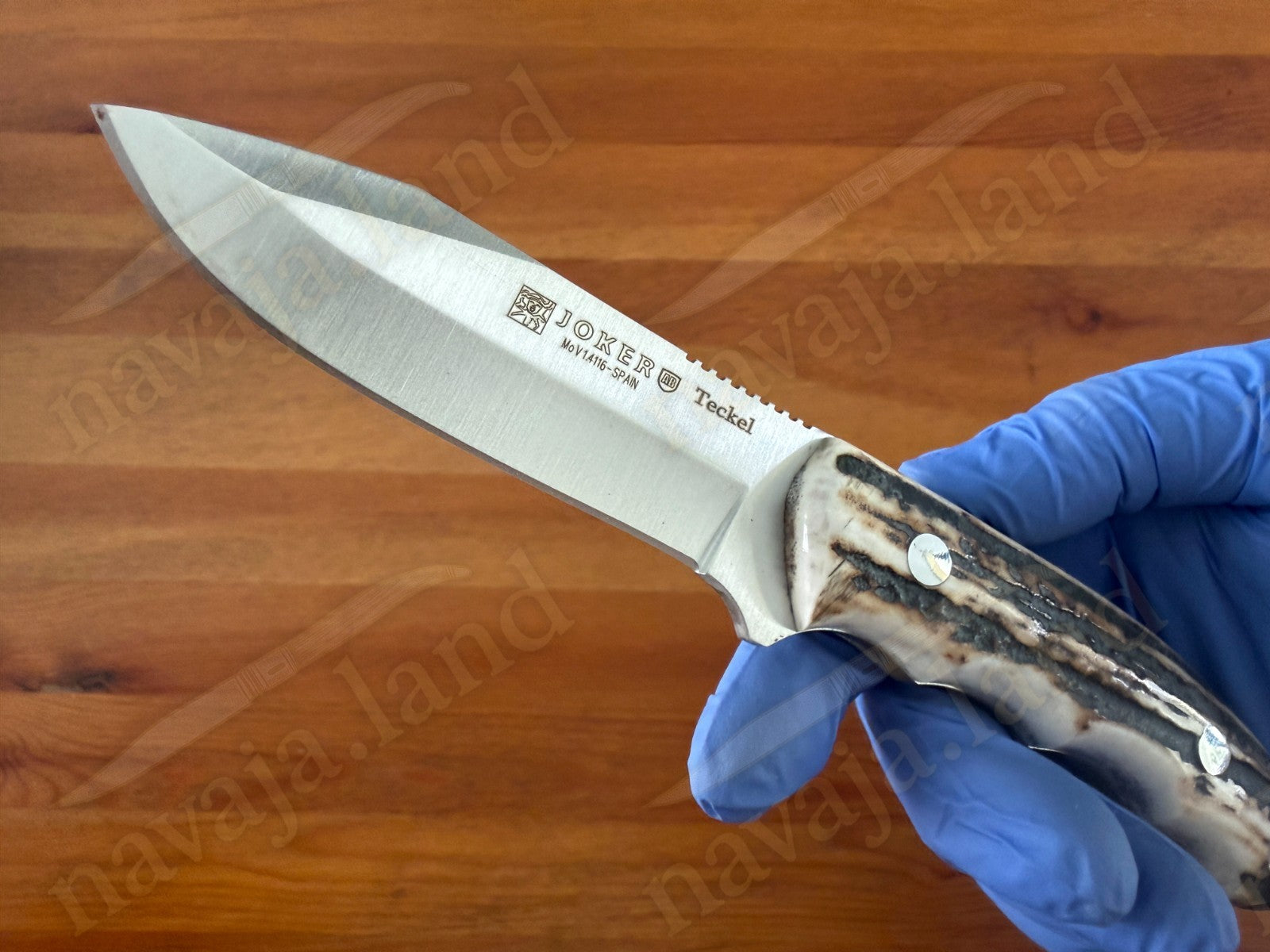 3.5" Joker Teckel Bushcraft Knife Deer Horn Handle | Full Tang | Leather Sheath