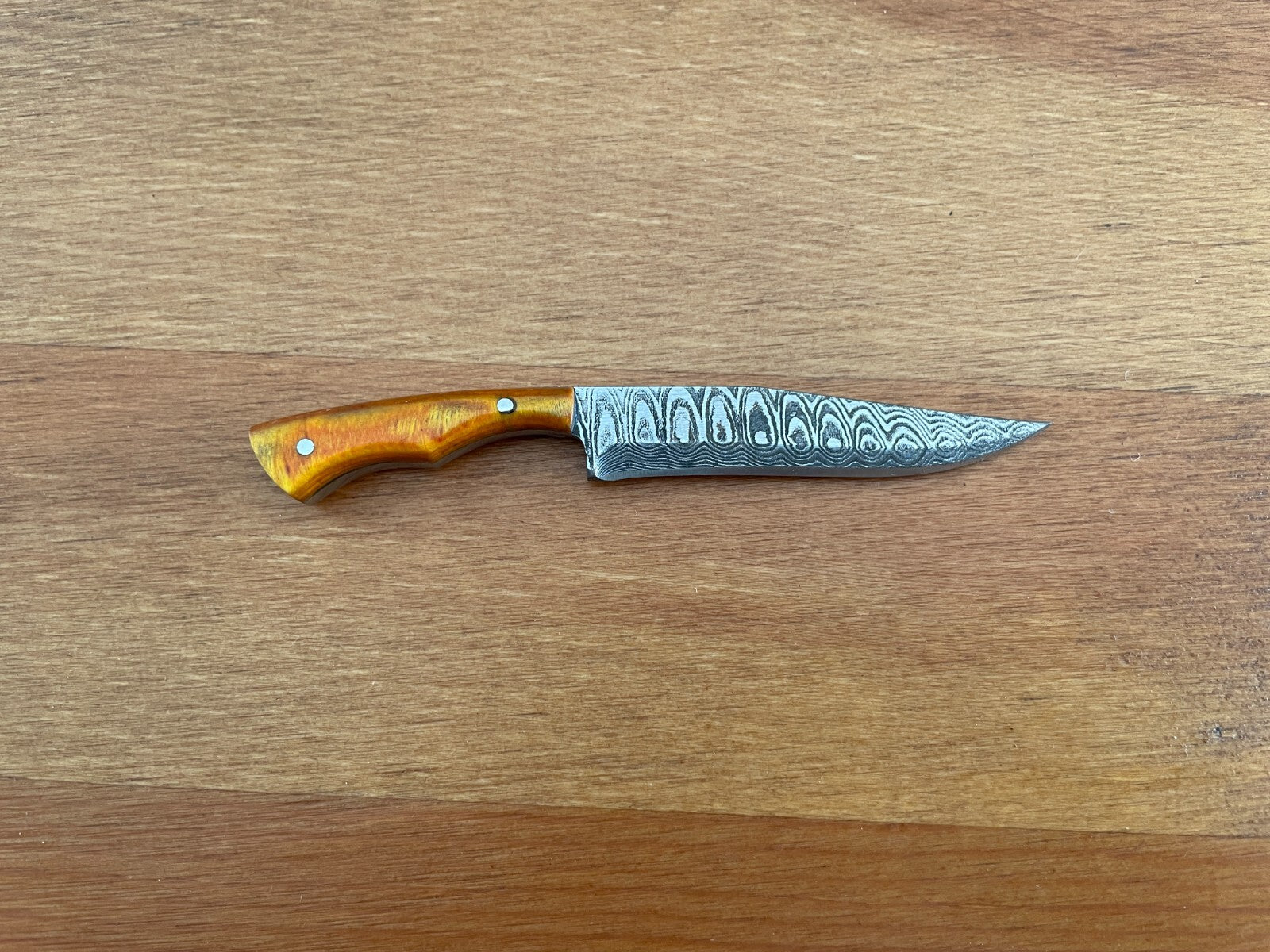 2.3 in. Handmade Damascus Miniature Knife Leather Sheath Collectible Item