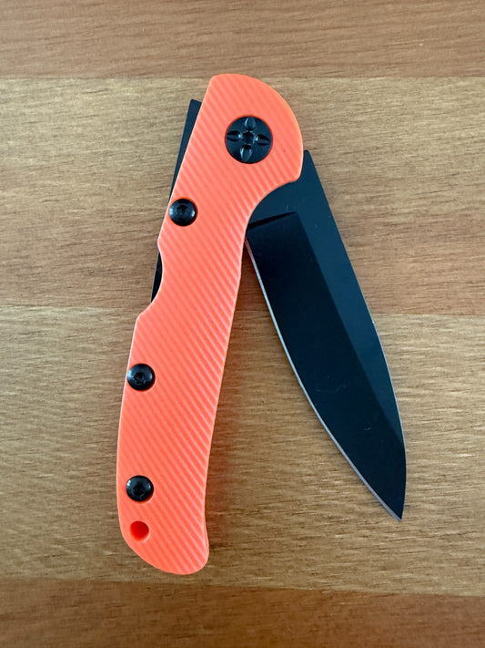 3.15" 420 Steel Blade Finished in Black - Orange Nylon Fiber Handle Lightweight