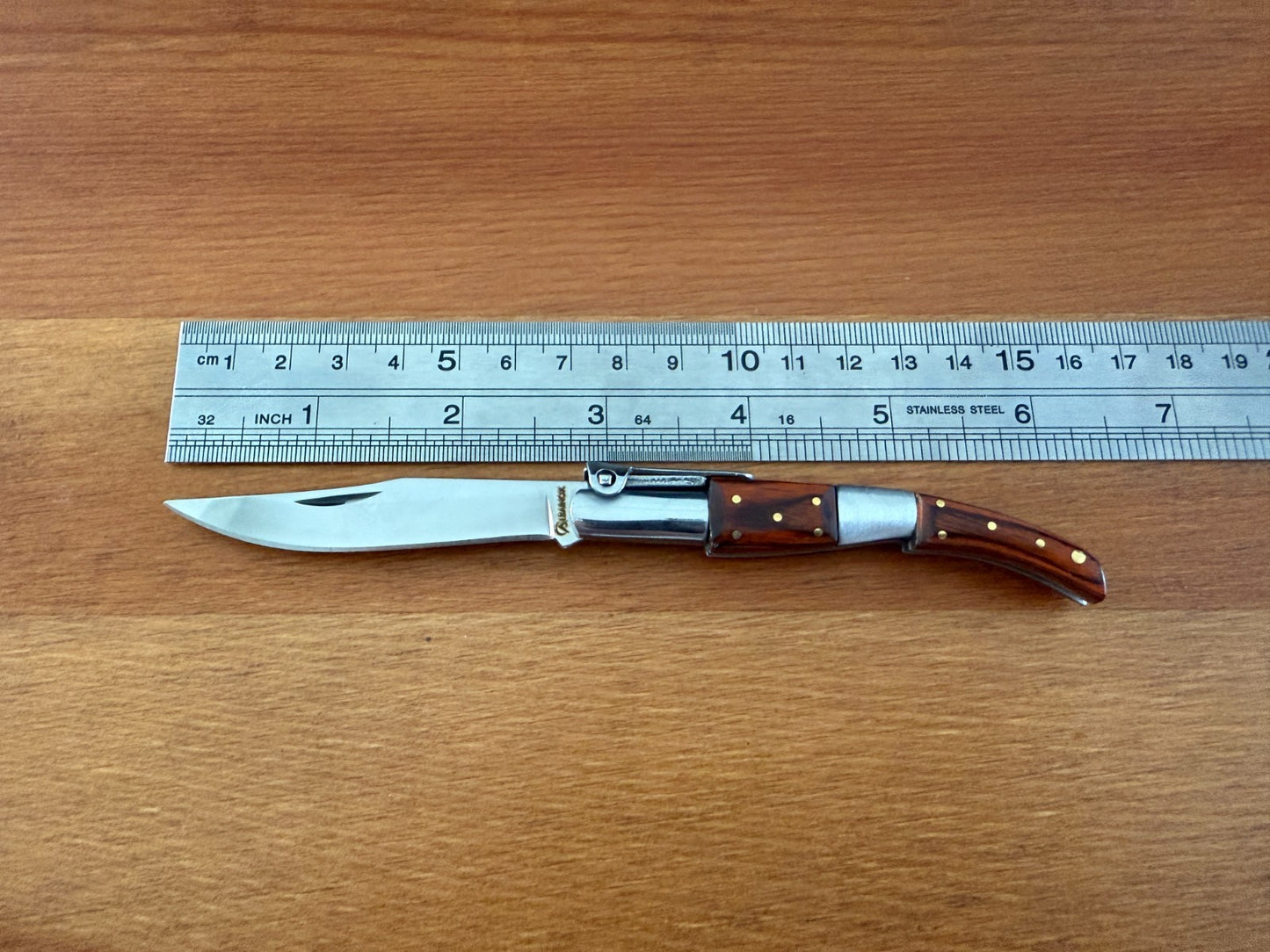 2.6” Arabian Style Navaja Folding Pocket Knife Red Stamina Wood and Steel Handle