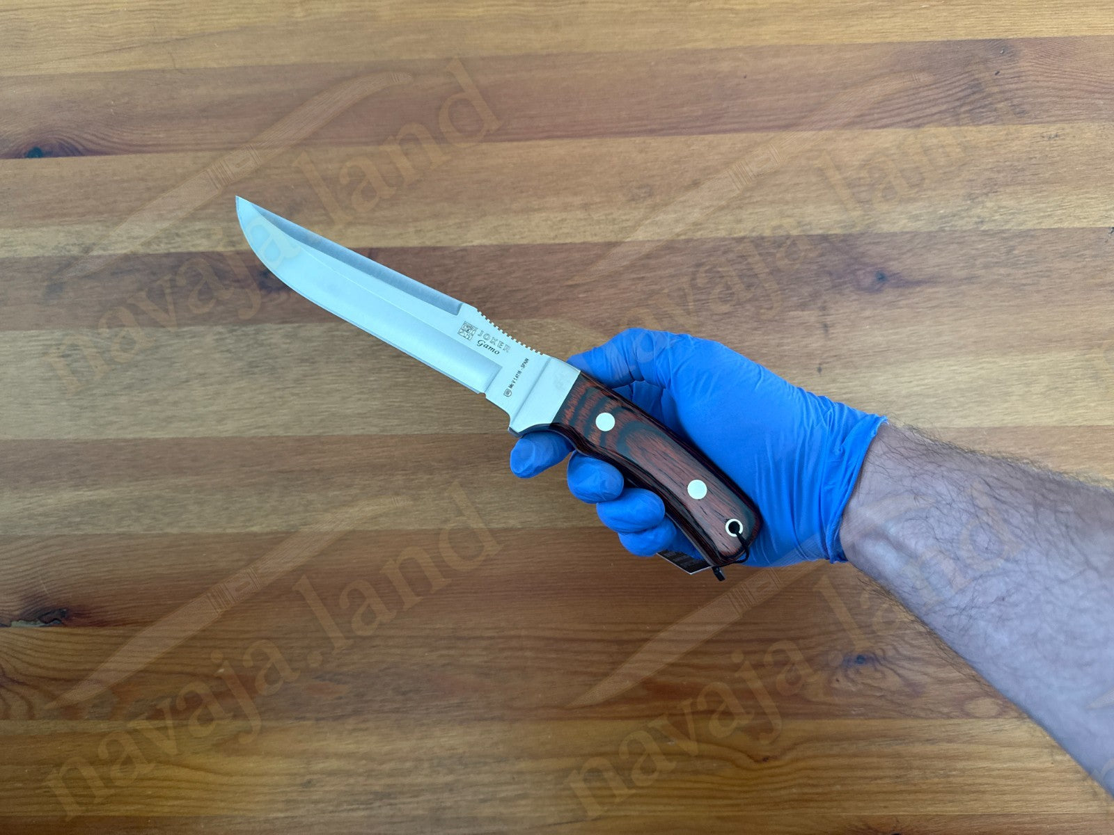 Joker Gamo Fixed Blade Hunting Knife 6.10" Mova 1.4116 Steel Red Wood Handle