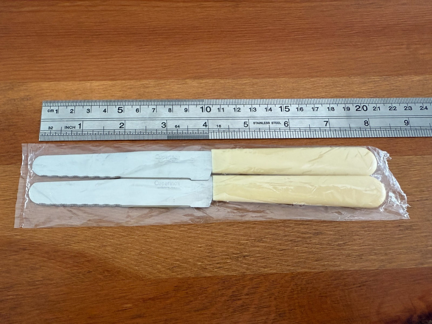 Cuperinox 2-Pack Table Knife Rounded Tip Plastic Ivory Handle From Spain