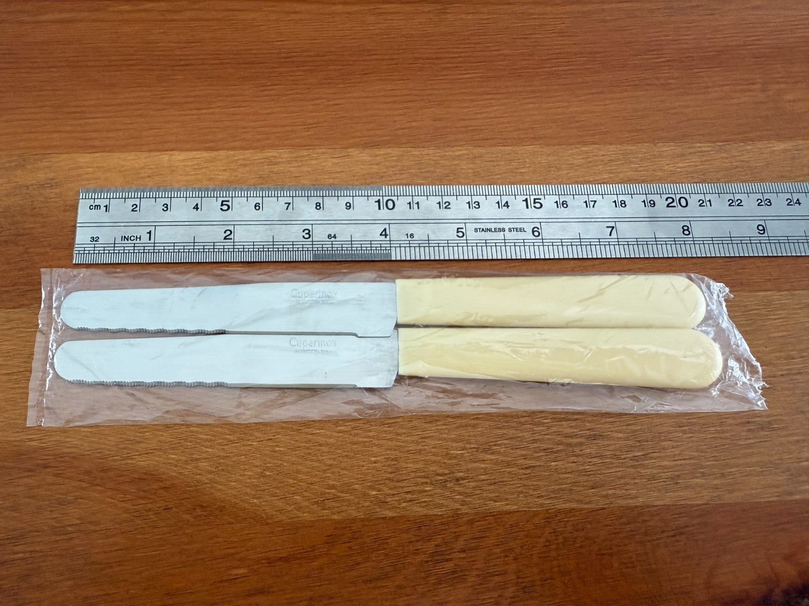 Cuperinox 2-Pack Table Knife Rounded Tip Plastic Ivory Handle From Spain