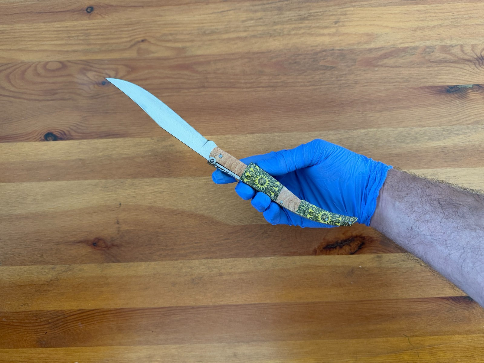 5" Arabian Style Navaja with Ratchet Pocket Knife Maple Wood Handle From Spain