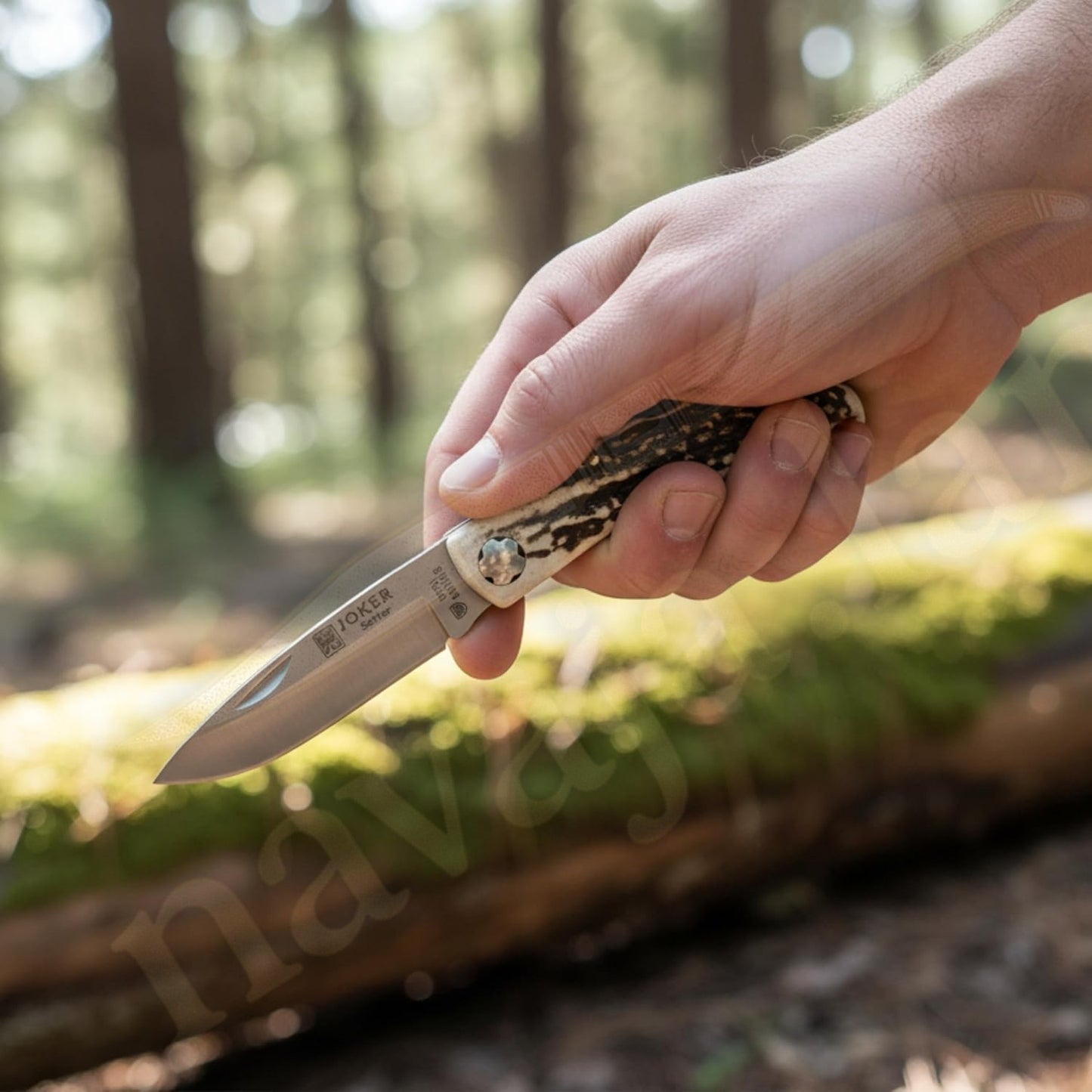 3.15” Joker Setter Bushcraft Folding Knife (Stag Horn Handle) Handmade Spain