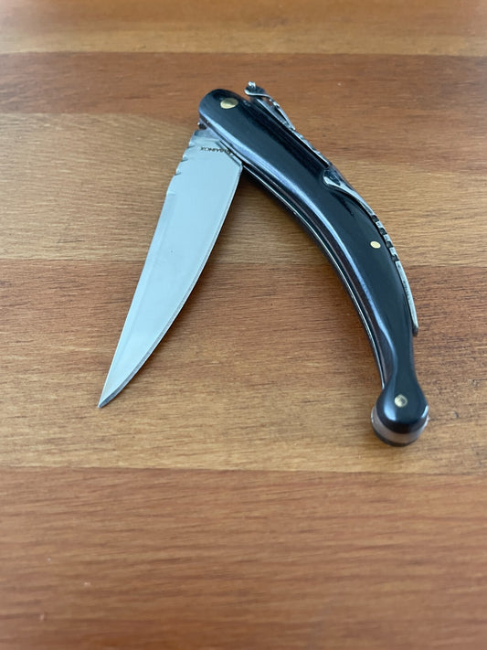 3.34 in. Spanish Navaja Pocket Knife Black Stamina Wood Handle From Spain