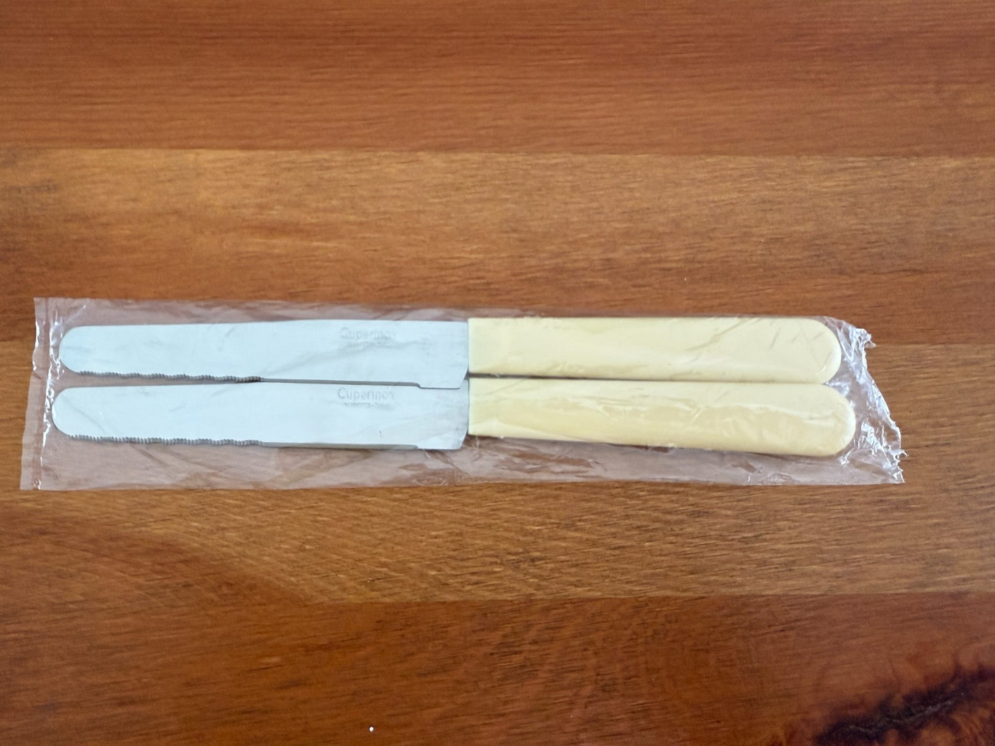 Cuperinox 2-Pack Table Knife Rounded Tip Plastic Ivory Handle From Spain