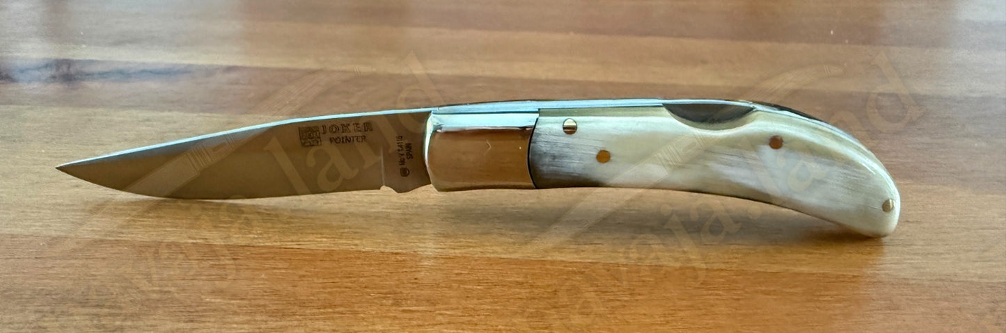 3.14” Joker Pointer Camping Folding Knife (Bullhorn Scales) Handmade in Spain