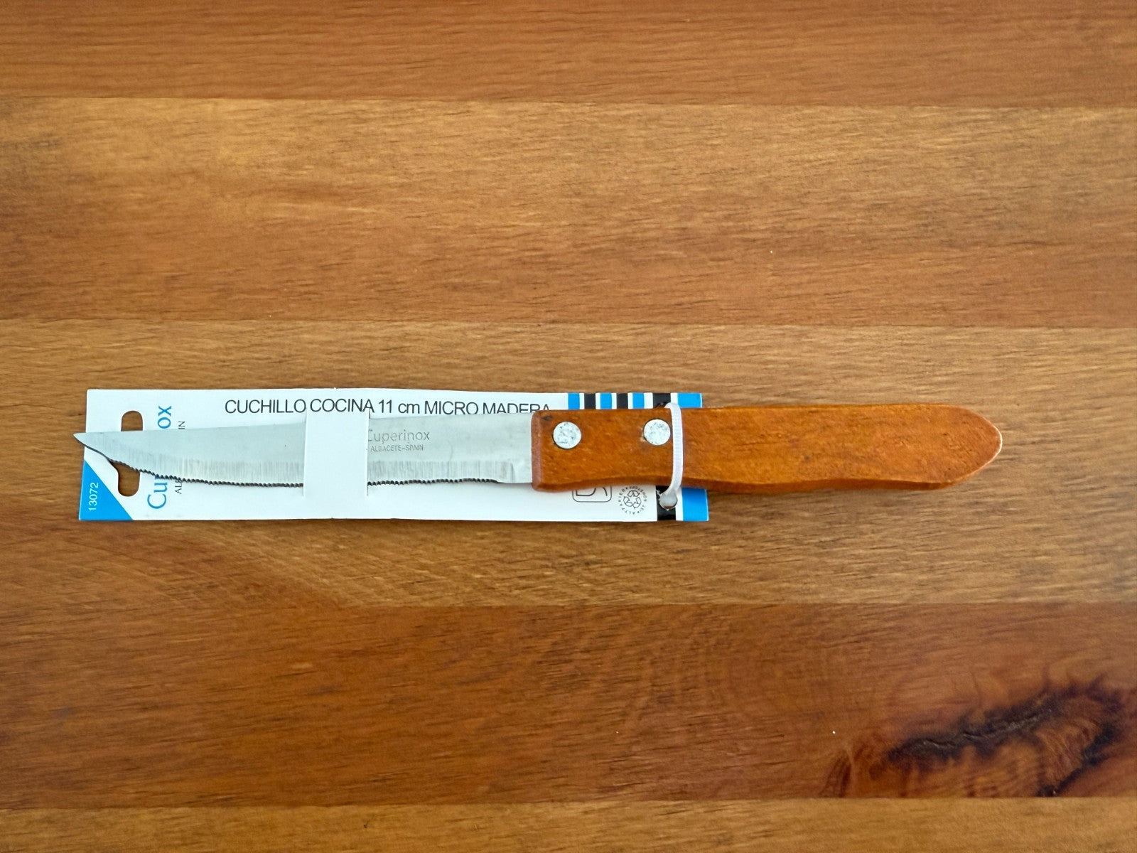 Cuperinox Kitchen Knife 4 in Micro Dented Blade with Wooden Handle From Spain