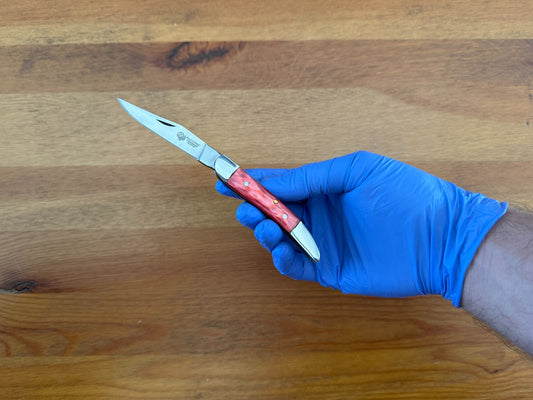 Wild Turkey Handmade Pocket Knife 2.75" Stainless Steel Blade Red Resin Handle