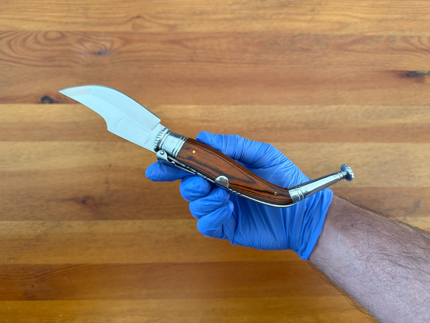 4.5” Spanish Navaja Jerezana Folding Knife Red Stamina Wood Scales With Ratchet