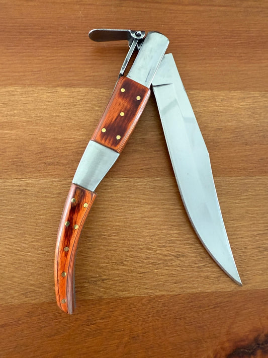 5.3" Arabian Style Navaja Folding Knife Red Wood Scales w/ Ratchet From Spain