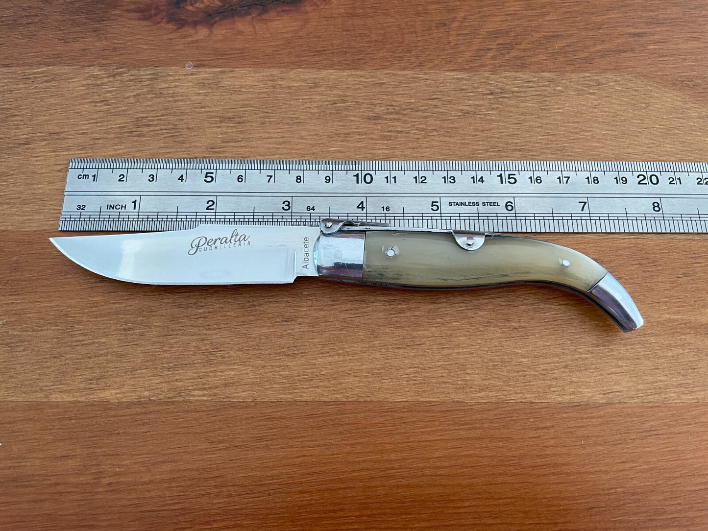 3.3” Spanish Navaja Teja Pocket Knife Bull Horn Handcrafted - USA Seller