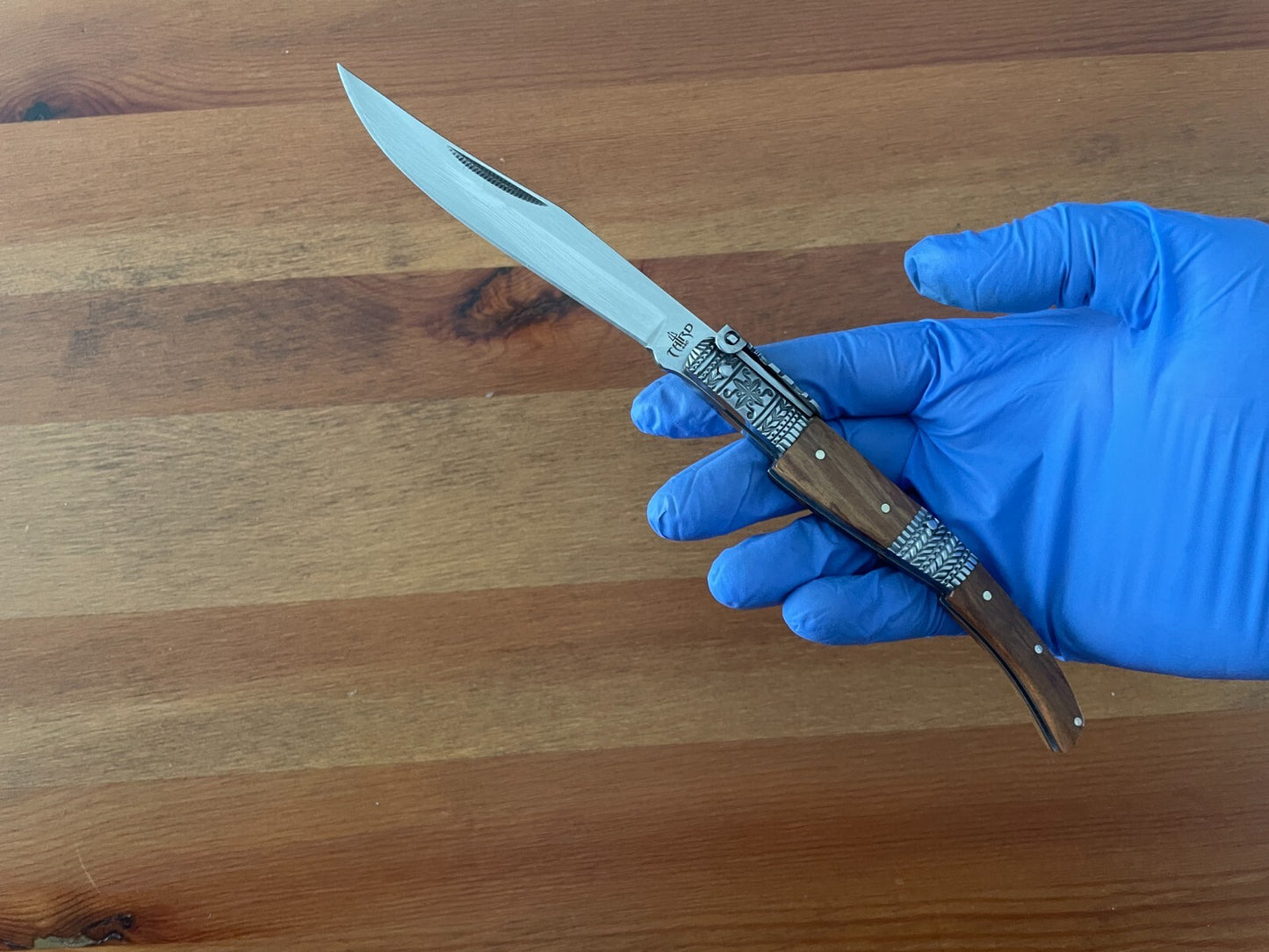 4.3" Arabian Style Navaja Ratchet Pocket Knife Olive Wood Scales & Steel Handle