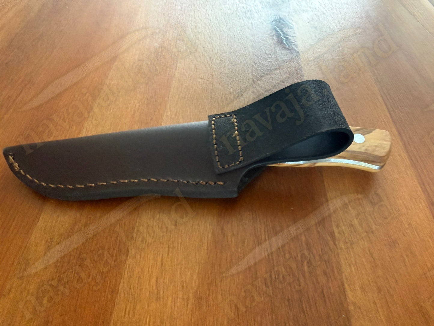 Joker Arrui 12 Outdoor Knife – 4.7” Blade | Olive Wood Handle | Leather Sheath
