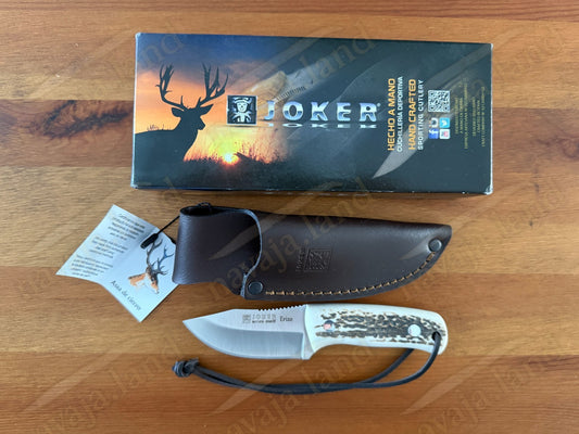 Joker Erizo Bushcraft Knife – 2.95” MOVA Blade Stag Antler Handle | Sheath