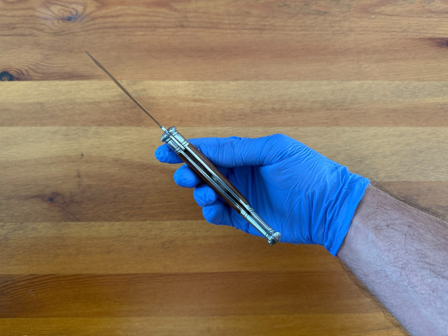 3.4” Spanish Navaja Jerezana Folding Knife Red Stamina Wood Scales With Ratchet