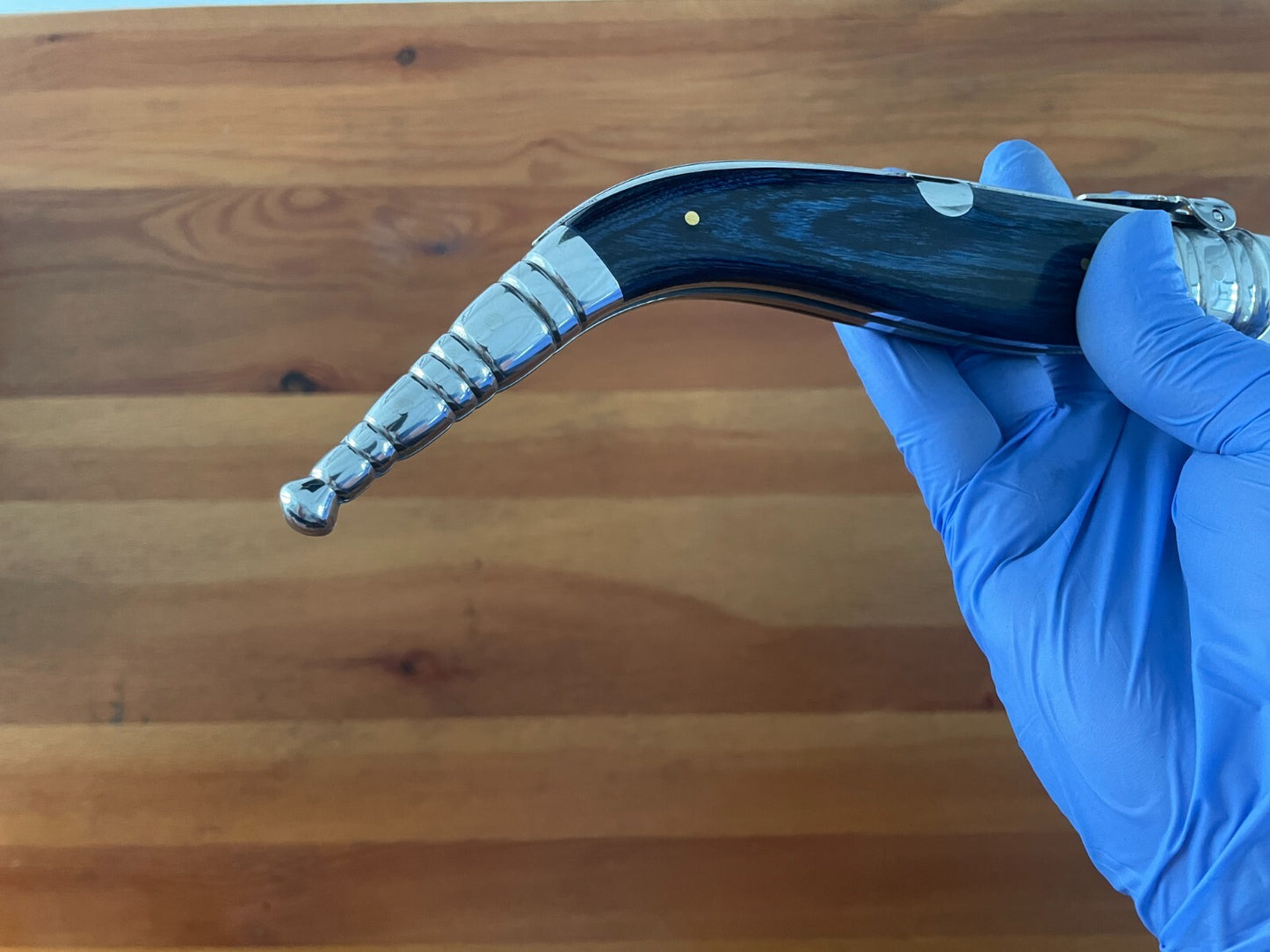 6.5" Spanish Navaja Sevillana Pocket Knife Blue Stamina Scales with Ratchet