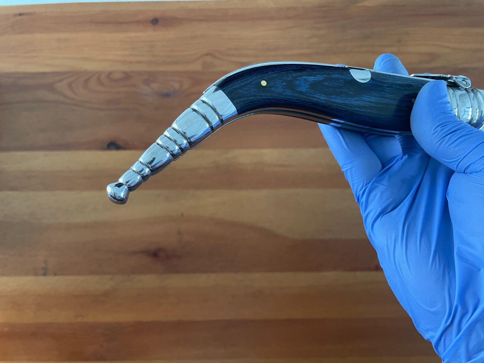 6.5" Spanish Navaja Sevillana Pocket Knife Blue Stamina Scales with Ratchet