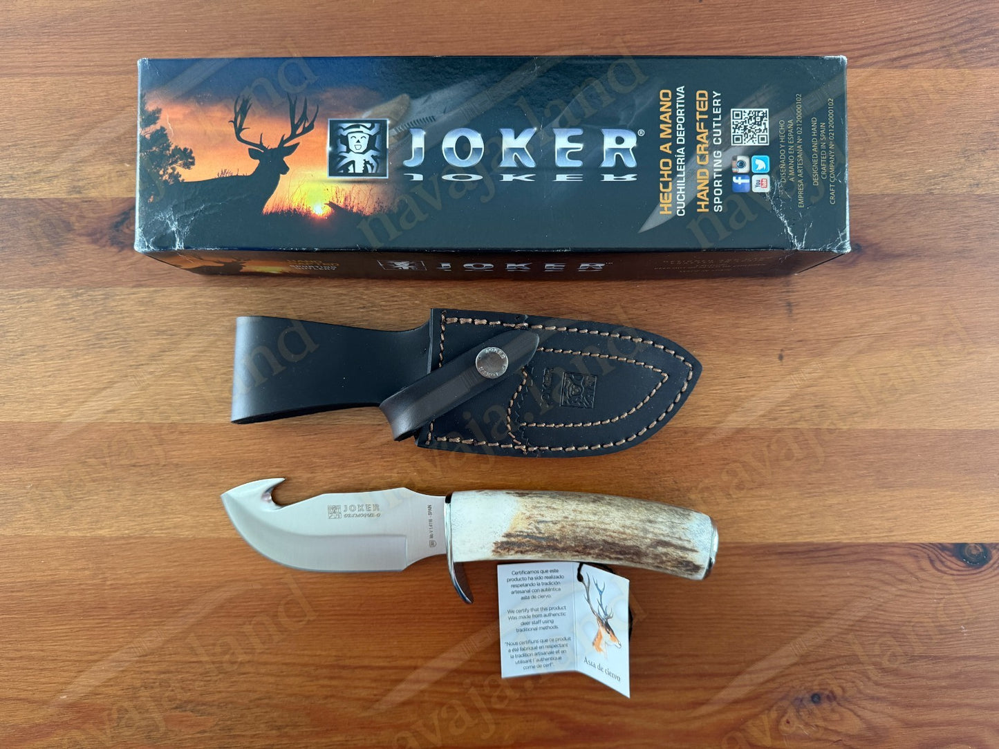 Joker Desmogue-D Skinning Knife 4.33” MOVA Blade Deer Antler Handle From Spain
