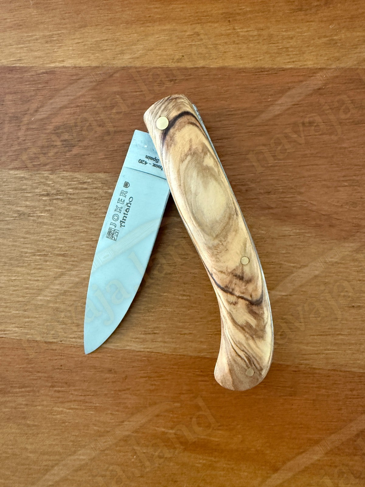 3.14” Joker Antaño Camping Folding Knife (Olive Wood Handle) Handmade in Spain