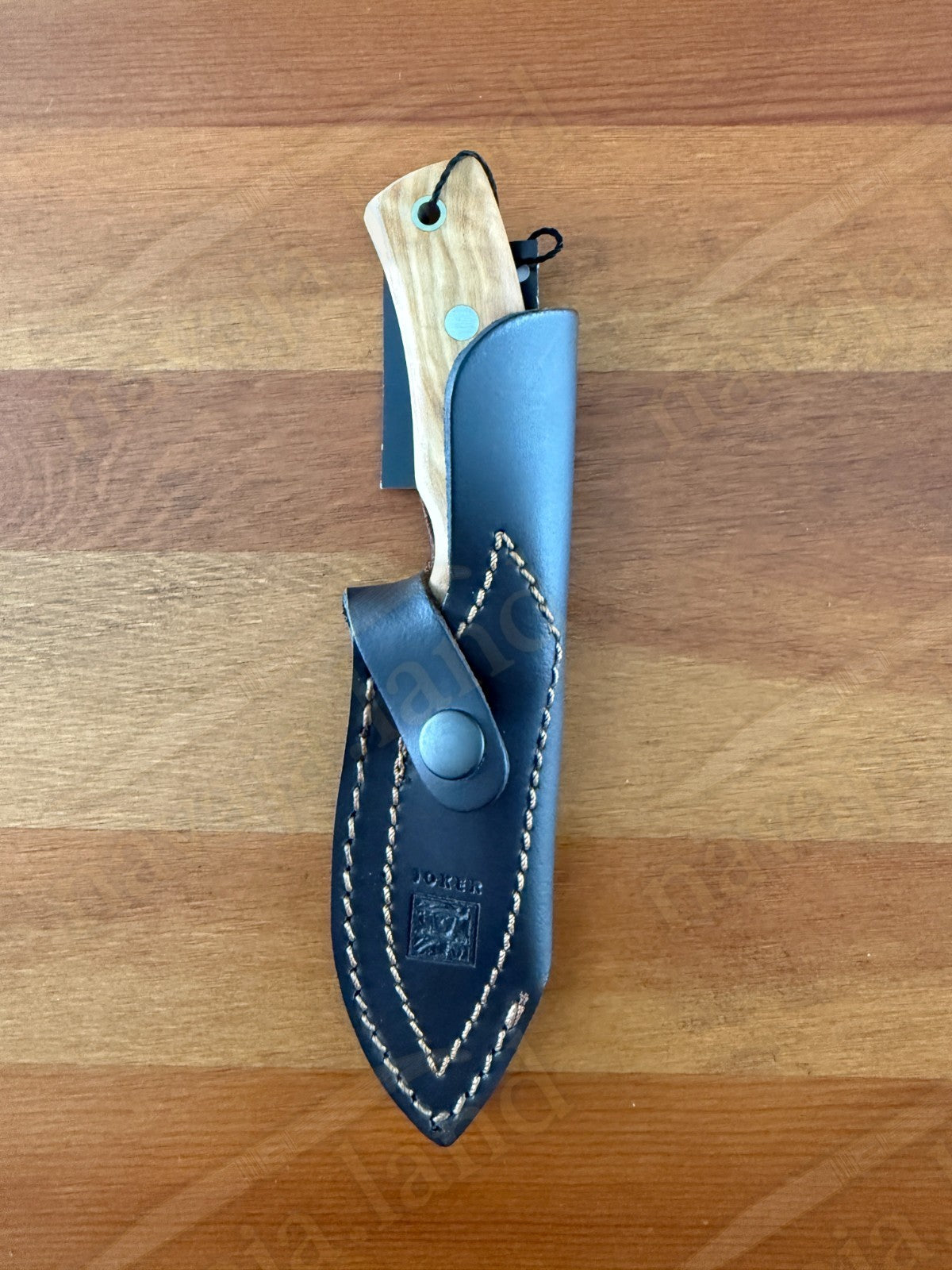 Joker Pecari Skinning Knife 3.34” MOVA Blade Olive Wood Handle Leather Sheath