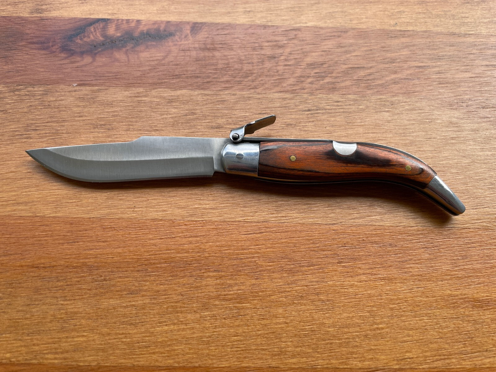 3.14” Spanish Navaja Teja Albacete Pocket Knife Red Wood Scales From Spain