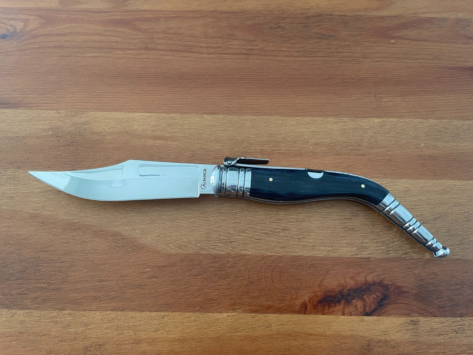 5.5" Spanish Navaja Sevillana Pocket Knife Blue Stamina Wood Scales with Ratchet