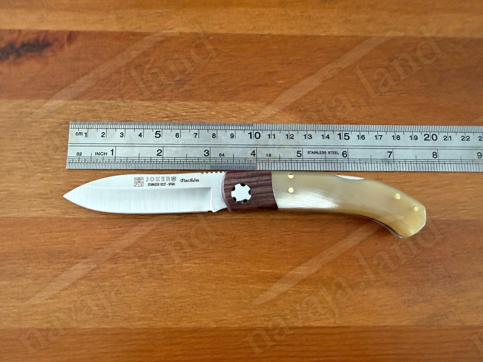 Joker Pachón Folding Knife – Bull Horn & Wood Handle - 3.1" Sandvik 12C27 Blade