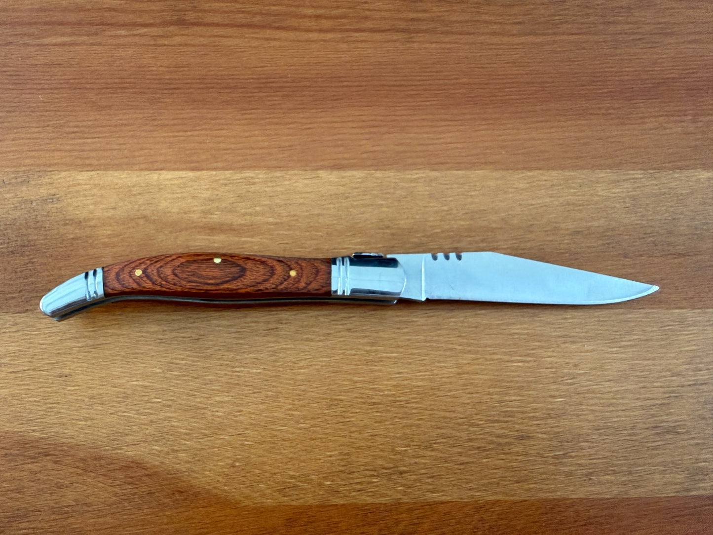 3.9” Stainless Steel Blade Navaja Laguiole Inox Folding Pocket Knife Wood Scales