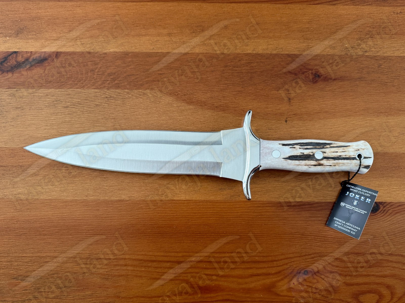 Joker Rehalero Hunting Knife 9.44” MOVA Blade Deer Horn Handle Leather Sheath