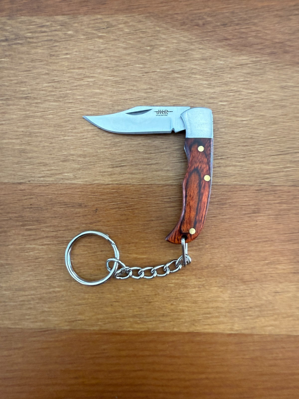 Keychain Mini Navaja 1.5" Stainless Steel Blade Slipjoint Wood Scales From Spain