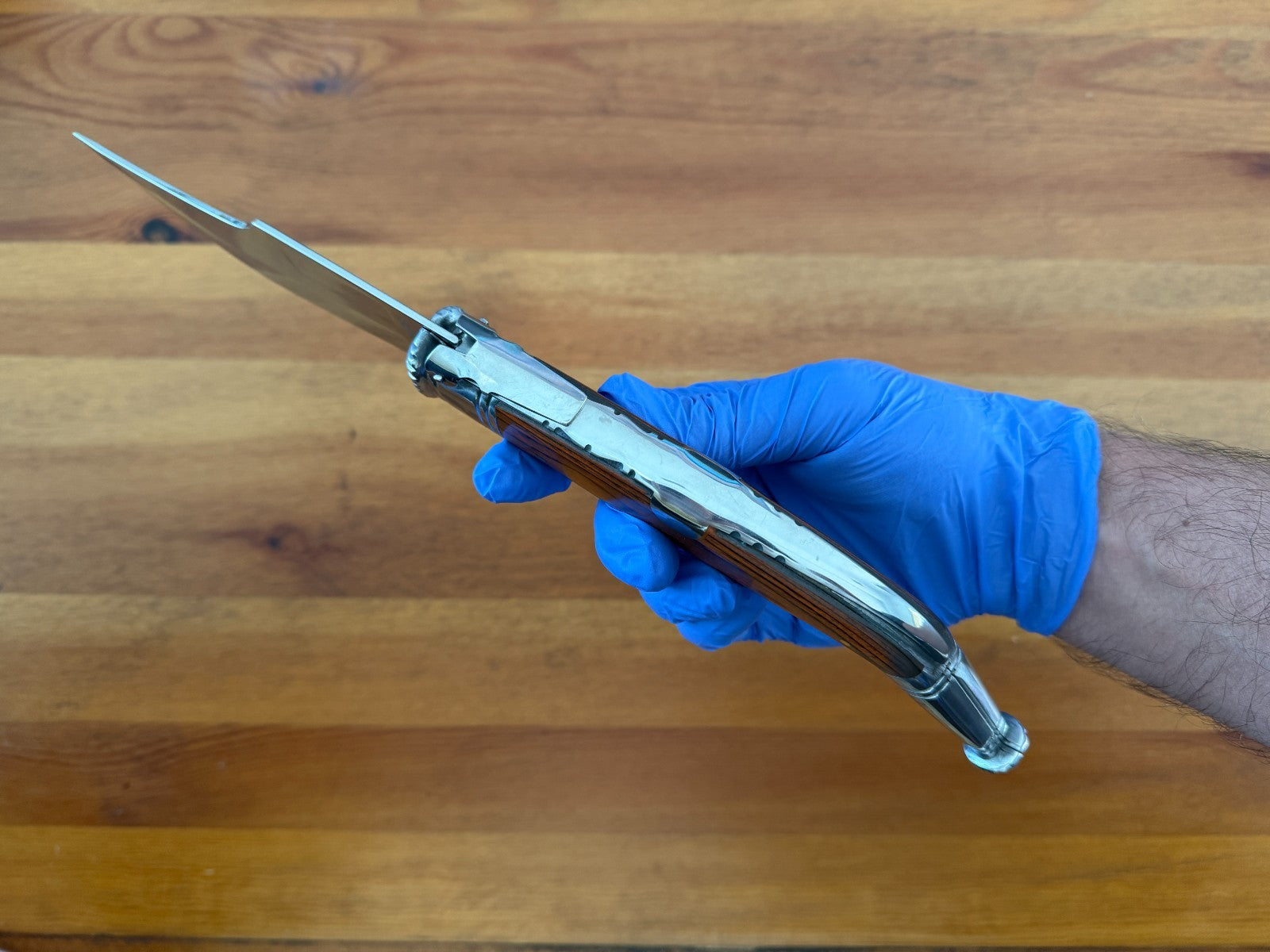 5.7” Spanish Navaja Jerezana Folding Knife Red Stamina Wood Scales With Ratchet