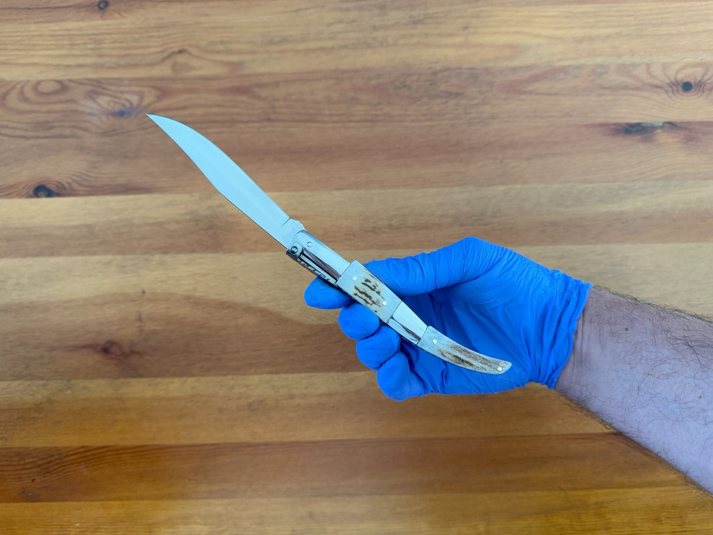 4.3" 420 Steel Arabian Style Spanish Navaja Ratchet Pocket Knife Staghorn Scales