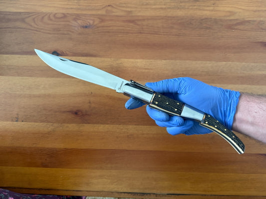 6.5" Long Blade Arabian Style Ratchet Navaja Folding Knife Deer Antler Imitation
