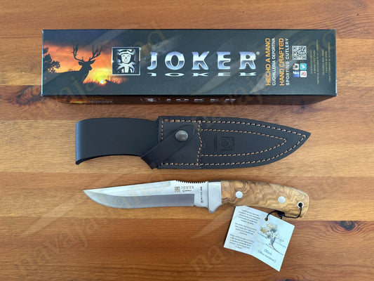 Joker Gamo Fixed Blade Hunting Knife 6.10" Mova 1.4116 Steel Olive Wood Handle