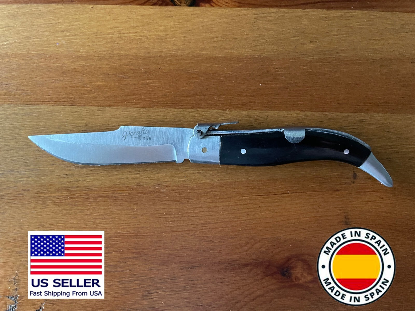 3.14” Spanish Navaja Teja Albacete Pocket Knife Buffalo Horn Scales - USA Seller