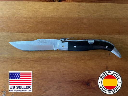3.14” Spanish Navaja Teja Albacete Pocket Knife Buffalo Horn Scales - USA Seller