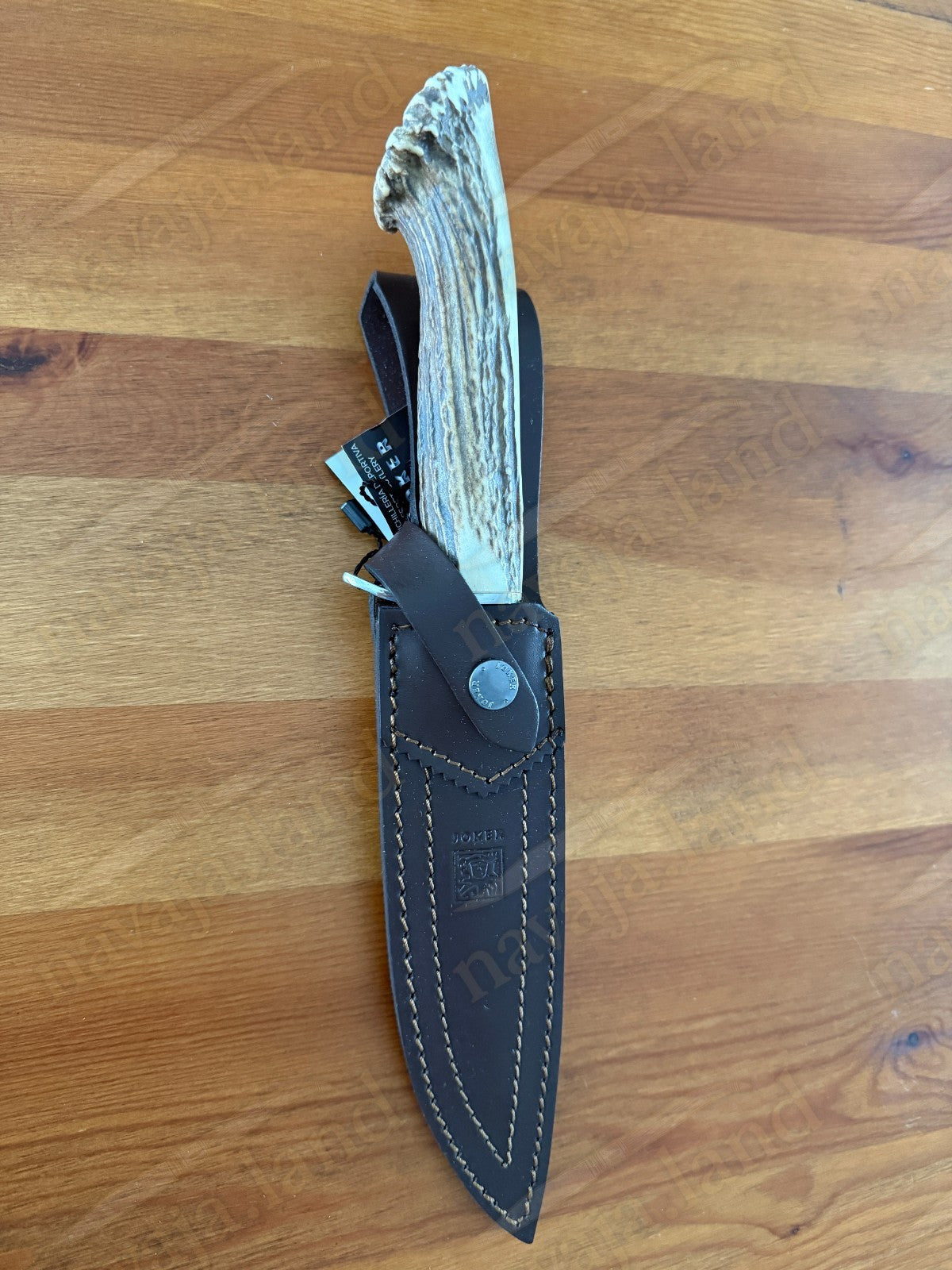 Joker Tigre Hunting Knife 6.7” MOVA Blade Deer Antler Handle Leather Sheath