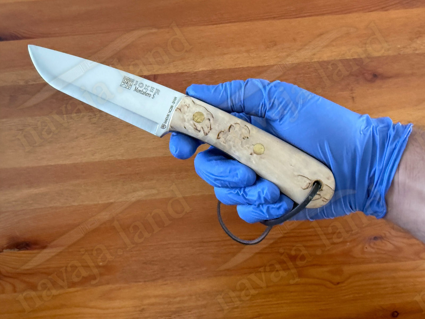 Joker Montañero Fixed Knife 4.3" Sandvik 14C28N Steel Curly Birch Handle Spain