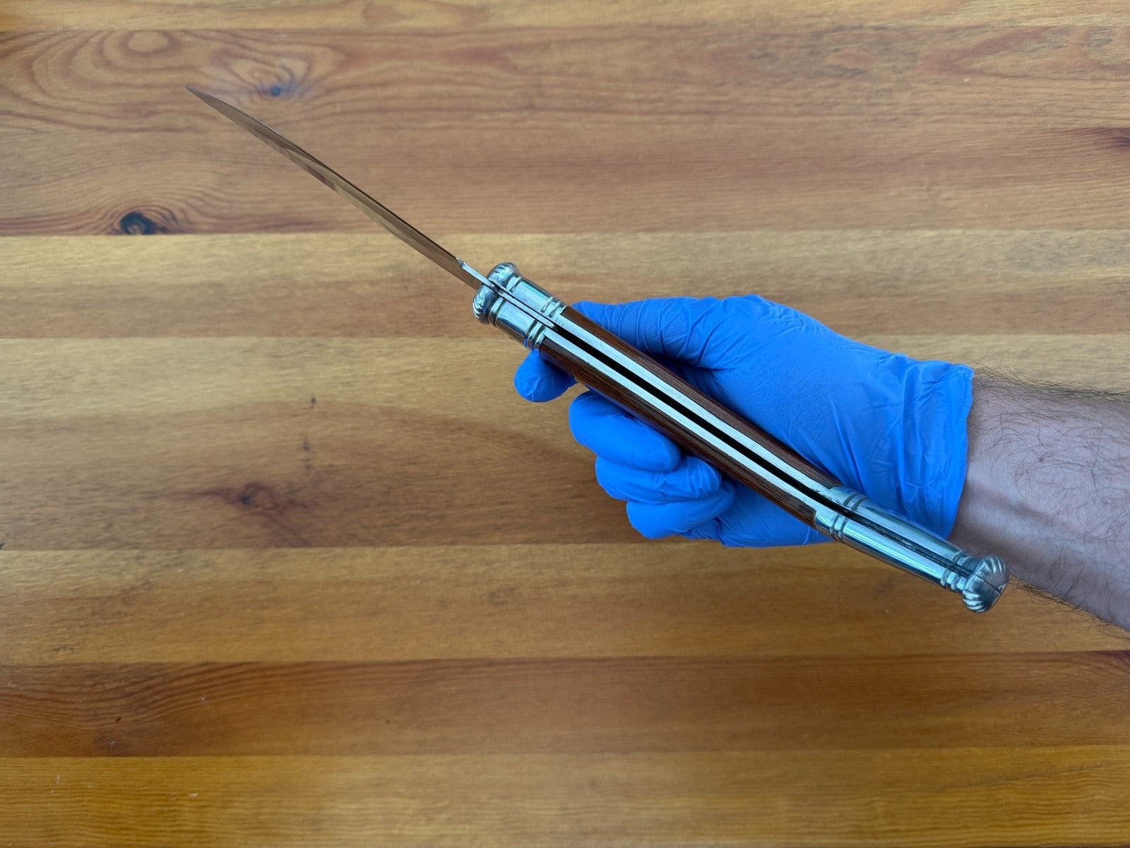 5.7” Spanish Navaja Jerezana Folding Knife Red Stamina Wood Scales With Ratchet